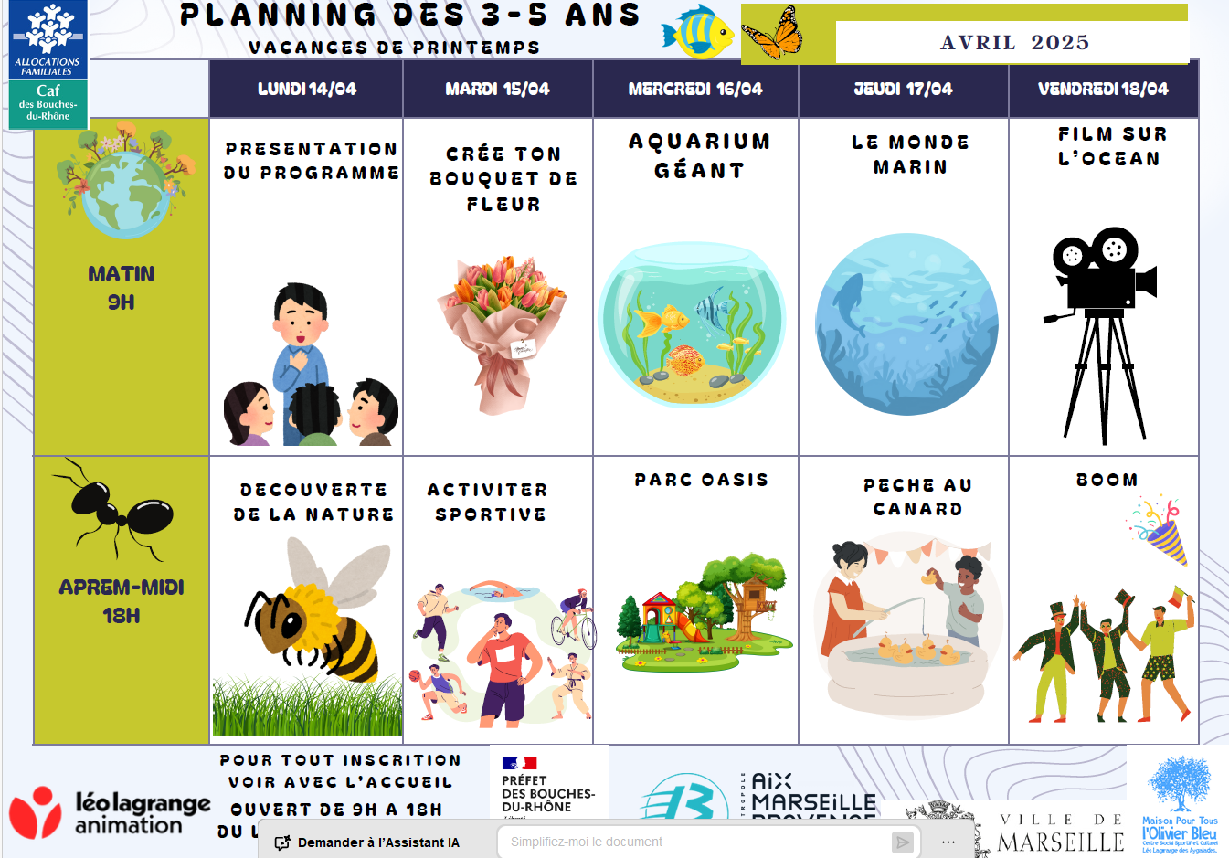 You are currently viewing PLANNING ACCUEIL COLLECTIF DE MINEURS VACANCES D’AVRIL  2025